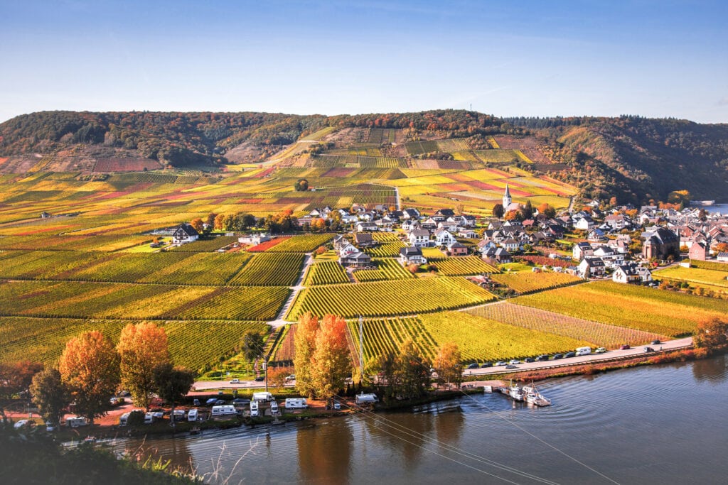 Blick auf die Weinstraße von oben.