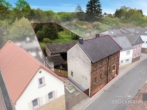 Luft-Perspektive - Sandstein, Scheune, Panoramablick vom Garten: Familienhaus mit Geschichte und Weitblick!