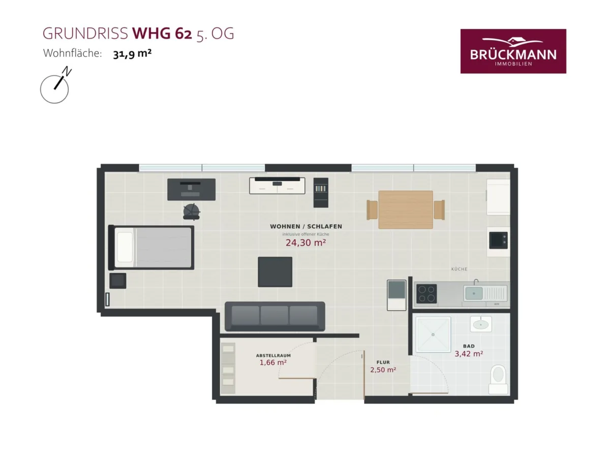 Grundriss Whg 62 (5. OG)