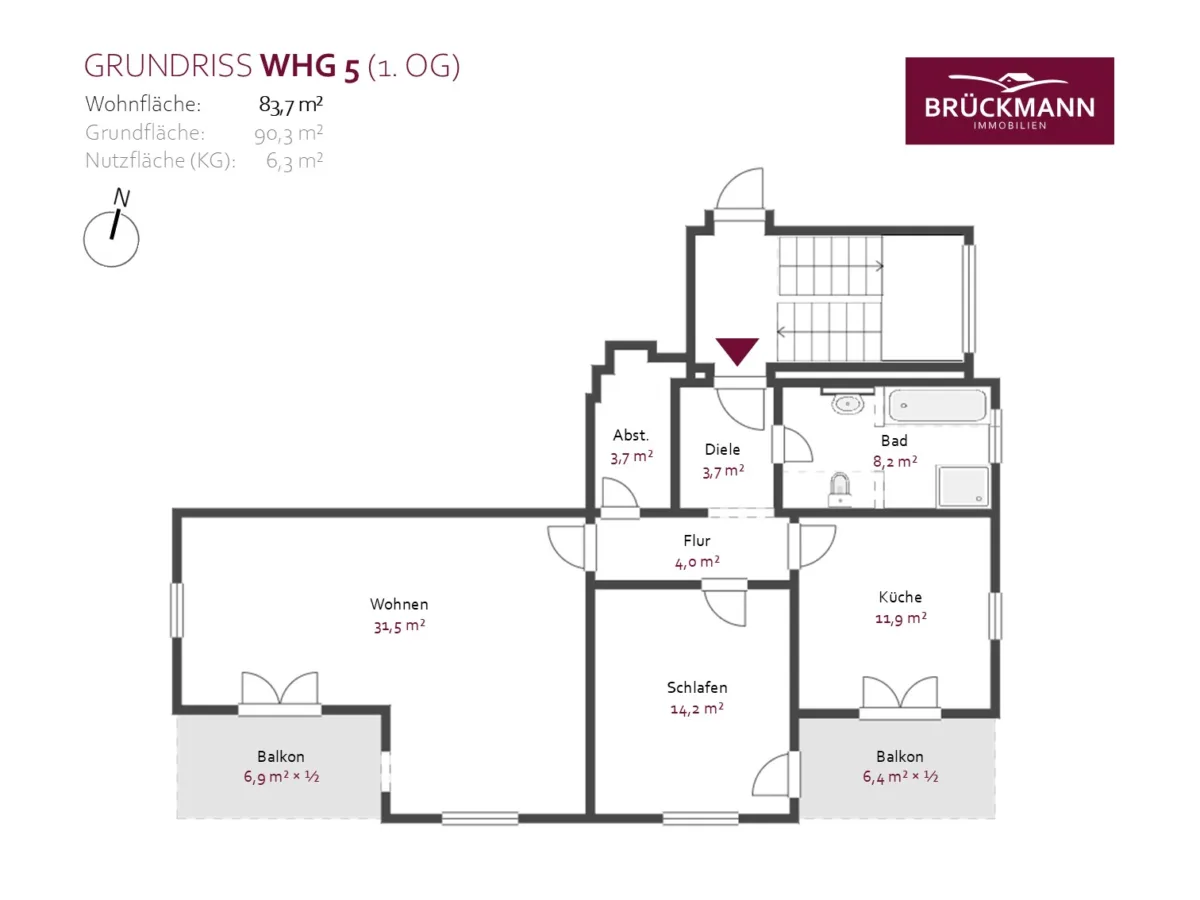 Grundriss Whg 5 (1. OG)