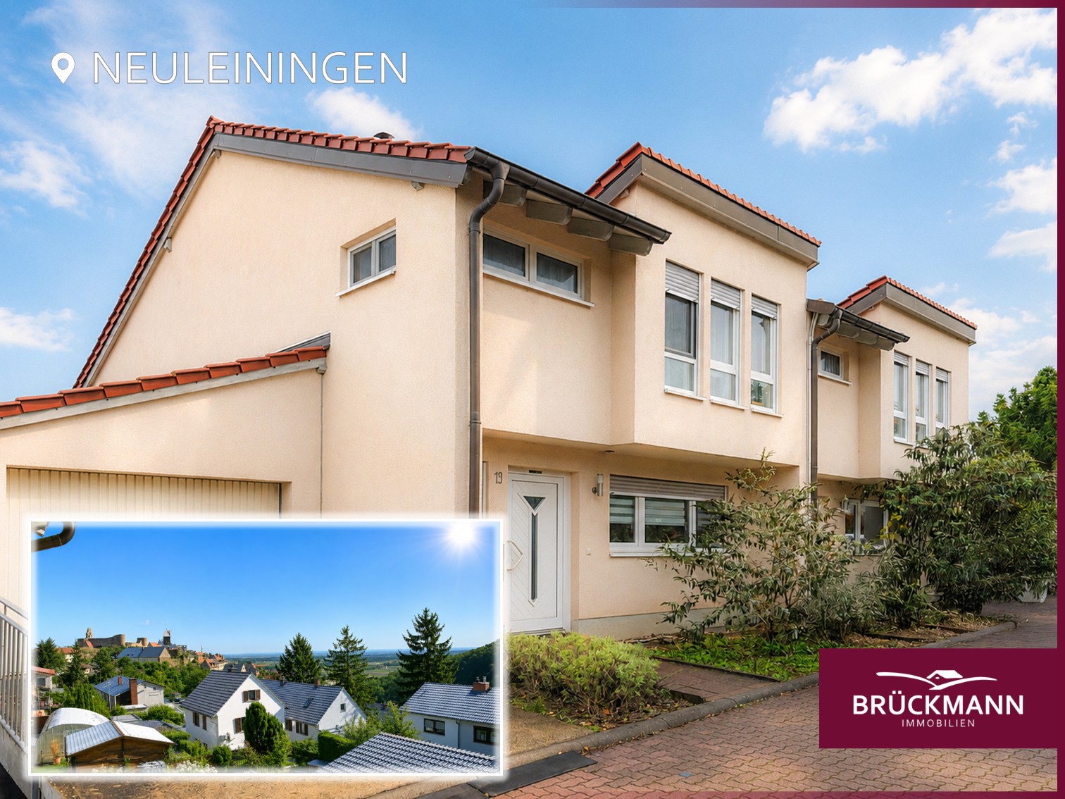 Geräumige DHH mit Garten, Garage, moderner EBK und toller Aussicht!, 67271 Neuleiningen, Doppelhaushälfte